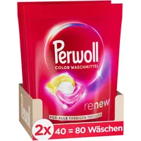 Perwoll Renew Caps Color Waschmittel 80 (2 x 40 Wäschen), All-in-1 Waschmittel Caps reinigen sanft und erneuern Farben & Fasern, für alle farbigen Textilien, mit Dreifach-Renew-Technologie