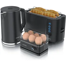 Arendo Frühstücks-Set Wasserkocher 1,7 l Schwarz