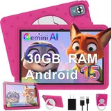 DMOAO Kinder Tablet 10 Zoll Android 15 Mit 30GB RAM + 64GB ROM(2TB), 5G WLAN 6,