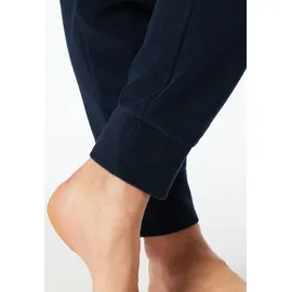 SCHIESSER Schlafanzug "Casual Essentials", Damen, Gr. 38, blau (nachtblau), Frottee, Obermaterial: 80% Baumwolle, 20% Polyester, bequem lang, Rundhals, Homewear-Sets Schlafanzug, wärmende Frottee-Qualität, Rundhalsausschnitt, langärmelig