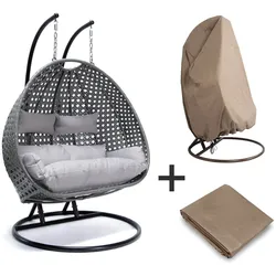 Home Deluxe Polyrattan Hängesessel «Twin» inkl. Regenabdeckung   versch. Farben