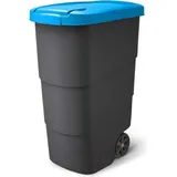Prosperplast Wheeler 90L Müllbehälter mit Rädern und Deckel Mülltonne Müllgroßbehälter Großmülltonne Universaltonne Kunststoff Blau - Schwarz/Blau