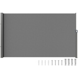 Vevor Seitenmarkise 200 x 300 cm Seitenwandmarkise aus 180 g/m2 Polyestergewebe mit PU-Beschichtung Markise einziehbarer Griff mit Federmechanismus Sichtschutz Blickschutz für Balkone Innenhöfe Grau