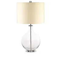 Elstead Lighting Tischlampe Wohnzimmerlampe Schreibtischlampe Beistelllampe Glas Leinen H
