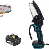 Akku-Kettensägen, 4-Zoll-Elektro-Kettensägen mit Kabel, Einhand-Mini-Kettensäge,Kompatibel mit Makita-Akku, mit 5,5-A-Akku (ohne Ladegerät) für