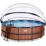 EXIT TOYS Wood Pool 488 x 122 cm inkl. Sandfilterpumpe und Abdeckung