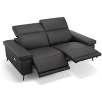 Sofanella 2-Sitzer Leder Urbana, Relaxsofa, Designsofa, Designer Couch, Italienisches Sofa, 2er Sofa schwarz