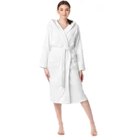 Ladeheid Damen Frottee Bademantel aus 100% Bio-Baumwolle LA40-225 (Weiß (P01), M) - M