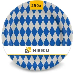 HEKU 250 Stück Einwegteller Papierteller - Papierteller für Oktoberfest Deko, Wiesn-Accessoires, nachhaltig, wiederverwertbar, stilvolles Design