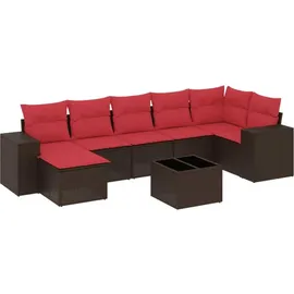 vidaXL Gartensofa-Set mit Kissen, braun, Polyrattan
