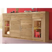 vogl möbelfabrik Highboard »Toronto« opt. Glastüren, teilmassiv, Rahmenoptik, Made in Germany, braun