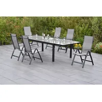 Merxx Carrara Set 7-tlg. 6 Klappsessel Gartentisch Ausziehbar 200