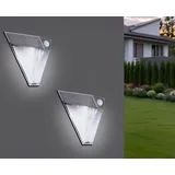 meineWunschleuchte 2x LED Solar Außenleuchte Bewegungsmelder Edelstahl, Downlight