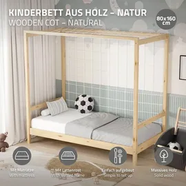 ML-Design Kinderbett Fußballtor 80 x 160 cm Kiefer natur