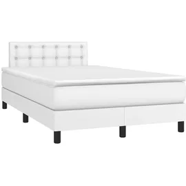 vidaXL Boxspringbett mit Matratze & LED Weiß 120x200 cm Kunstleder