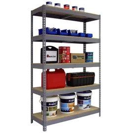 Proregal Schwerlastregal Wood Yeti Light Five HxBxT 200x120x45cm | Fachlast 300kg | Grau