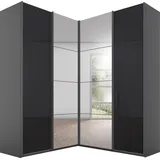 Rauch Quadra Eckschrank, Türendämpfer und Schubladeneinsatz, Glas-/Spiegeltüren grau