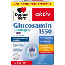Doppelherz Glucosamin 1550 + Kollagen + MSM + Vitamin C - als Beitrag zur normalen Kollagenbildung für eine normale Knorpelfunktion - 40