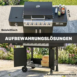 Outsunny Gasgrill 17,8 KW schwarz
