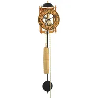 Hermle Mechanische Skelettuhr mit Metallräderwerk Skelett Pendelwanduhr Orange 8-Tage Laufwerk Glockenschlag 62cm- 71015-T10711