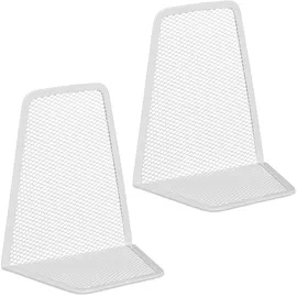 Relaxdays Buchstütze Metall 12 x 9 x 14 cm Weiß 2 St.