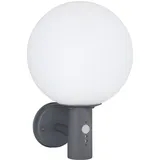 GLOBO Wandlampe mit Bewegungsmelder Außenleuchte Anthrazit Kugellampe Sensor LED Hauswandleuchte, Glas Edelstahl, App Steuerung cct, Smart RGB LED 8,5W