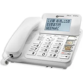 Geemarc CL595 Seniorentelefon Anrufbeantworter, Freisprechen, Optische Anrufsignalisierung, für Hörgeräte