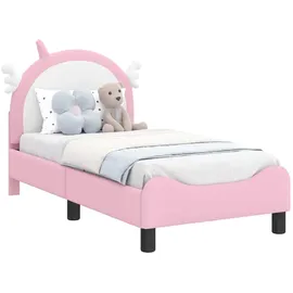 vidaXL Kinderbettgestell mit Kopfteil Rosa 70 x 140 cm PU