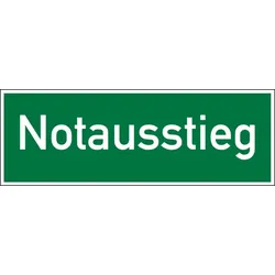 Rettungszeichen, Wortschild Notausstieg - 300x105x1.5 mm Kunststoff nachleuchtend