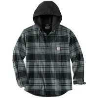 CARHARTT Flannel-Fleece, Kapuzen-Hemd/Jacke - Grau/Dunkelgrau (Elm) - M