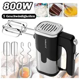 Jibenhome Handmixer 800W Handmixer Handrührer, 5 Geschwindigkeiten Edelstahl Handrührgerät, 800,00 W, mit 2 Knethaken & 2 Schneebesen, Exit-Taste schwarz