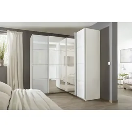 Rauch Quadra weiß (alpinweiß, glas kristallweiß), B:181cm H:210cm T:187cm, Holzwerkstoff, Schränke, Schwebetürenschrank, Eckschrank inkl. Türendämpfer, mit Glas-/Spiegeltüren