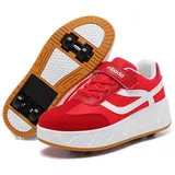HUSK'SWARE Rollschuhe, (rutschhemmende Sportschuhe Freizeitschuhe, Kinder Rollschuhe Sneaker Mädchen Jungen), 2 in 1 Freizeitschuhe mit einziehbaren Rollen Sportschuhe rot 40
