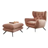 KAWOLA Sessel CHARME Hochlehnsessel Cord rosa