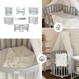Waldin Babybett OWAL Kinderbett 7in1 mit Matratze, mitwachsendes Kinder-Bett