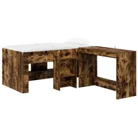 vidaXL Hochbett mit Schreibtisch für Kinder 2 Stk. 0 x 0 cm Eiche Geräuchert