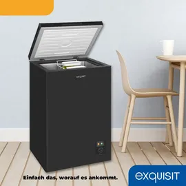Exquisit Gefriertruhe, Kombigerät, 2-in-1, 99 Liter, Tiefkühltruhe, Kühlen, 4-Sterne-Gefrieren, Gefriertruhe klein, Gefrierkorb, GT100-050E schwarz