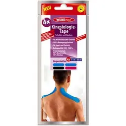 WUNDmed® Tape Kinesiologie Tape Schulter und Nacken blau 5,0 x 20,0 cm, 4 St.