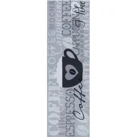 HANSE HOME I Like Espresso", schwarz-weiß (grau,schwarz,weiß), B:50cm H:3mm L:150cm, Polyester, Teppiche, Läufer, Rutschfest, Küchenteppich, Küche, Teppich, Pflegeleicht