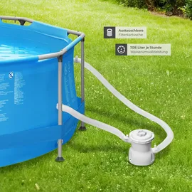 Tectake Stahlrahmenpool 360 x 76 cm inkl. Filterpumpe