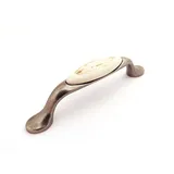 SO-TECH® Möbelgriff Porzellangriff VENUS Silber Antik / Cremefarbig BA 96 mm, Griff Schrankgriff Schubladengriff - incl. Schrauben goldfarben