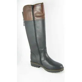 REMONTE Hochschaftstiefel - Nachtschwarz / Braun Glattleder Größe: 40 Normal - Schwarz