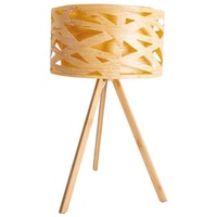 NÄVE Tischleuchte, Beistelllampe Nachttischlampe Schreibtischlampe Bambus-Look H 55 cm
