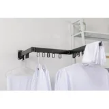 AVOID Wäscheständer Wand Schwarz – Klappbarer Wandtrockner mit 15 Haken – Ausziehbarer Wäschetrockner Metall – Platzsparender Balkon Wäscheständer Wandmontage – Wäschehalter 126 cm