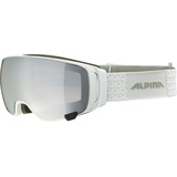 Alpina DOUBLE JACK MAG Q-LITE - Verspiegelte, Kontrastverstärkende Wechselscheiben OTG Skibrille Mit 100% UV Schutz Für Erwachsene, white, gloss, q-lite s1 mirror black s3