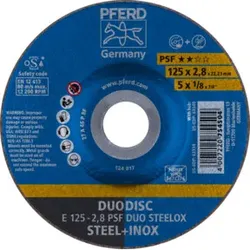 PFERD DUODISC Trenn-/Schleif. E 125x2,8x22,23 mm gekr. Uni.-Linie PSF DUO STEELOX f. Stahl/VA
