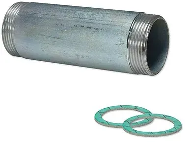 Distanzstück für Umwälzpumpe - DN40 - 2 x 1 1/2'' AG - Länge 130 mm - Stahl verzinkt - mit 2 Stk. Flachdichtungen