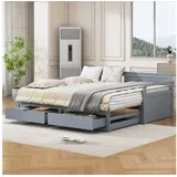 STILVORA Schlafsofa 90/180×190 mit Ausziehbett,Tagesbett Daybett mit Schubladen,Grau, Multifunktionales Zwei-in-Eins-Tagesbett 90 x 190 cm/180 x190 cm, ohne Matratze grau