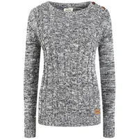 Oxmo OXPhia Damen, Strickpullover Grobstrick Pullover mit Zopfstrickmuster in