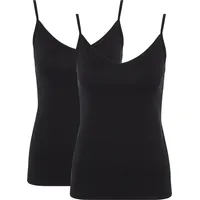 CALIDA Spaghetti-Top, 2er-Pack, V-Ausschnitt, für Damen, 992 schwarz L